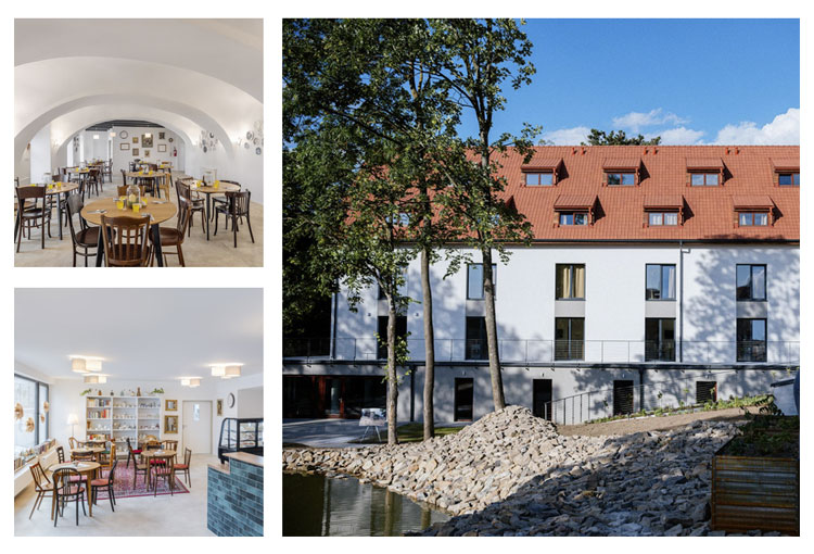 Live New Life Care Home #3 – exterior of the modern senior residence by the water, with bright dining areas and cosy shared lounges in the Czech Republic